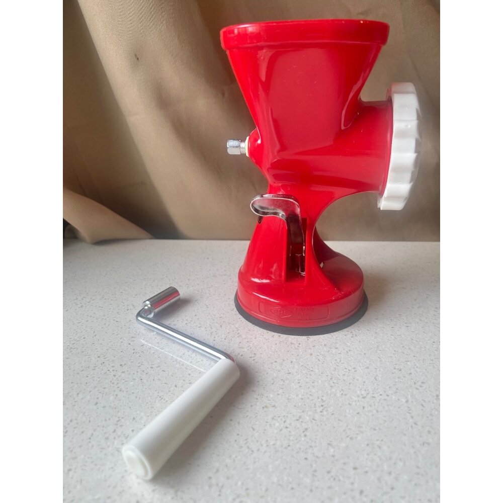 Pedrini Lillo Manual Meat Grinder Pasta Maker Red Plastic Italy Removable Handle - Picture 3 of 15